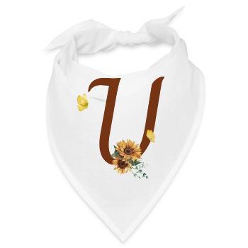 Buchstabe u Sonnenblume Schmetterling - Bandana - Weiß - Vorne
