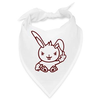 Hase Mittelfinger Zeigen Böse Frech Beleidigend - Bandana - Weiß - Vorne