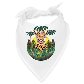 Tropischer bunter Dschungeljaguar - Bandana - Weiß - Vorne