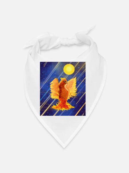 Kosmisch leuchtender Feuervogel: Cyber-Semurg - Bandana - Weiß - Vorne