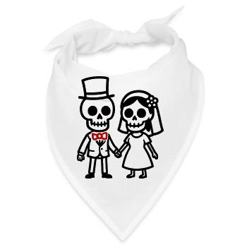 Ehepaar Hochzeit Skull - Bandana - Weiß - Vorne