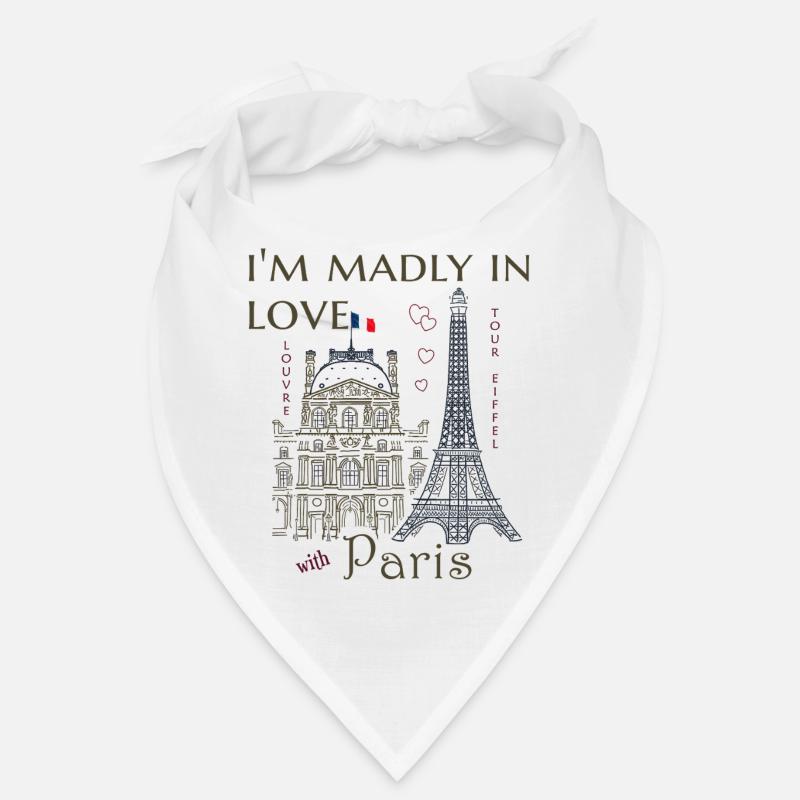Paris, Louvre and Eiffel Tower Hand Drawn Love Bandana