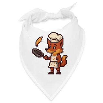 Pixeliger Küchenkoch Fuchs - Bandana - Weiß - Vorne