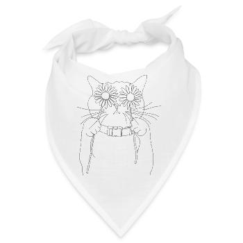 Katze mit Gänseblümchen - Bandana - Weiß - Vorne