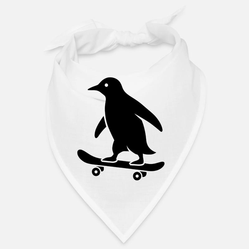 Silhouette minimaliste de pingouin skateboarder Bandana