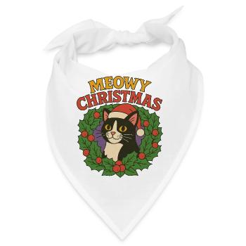 Festliches Katzen-Weihnachtskranz-Design - Bandana - Weiß - Vorne