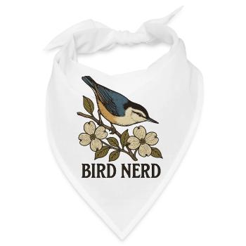 Eleganter blau-schwarzer Singvogel Vogel Nerd - Bandana - Weiß - Vorne