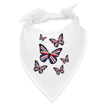 Union Jack Schmetterlinge - Bandana - Weiß - Vorne