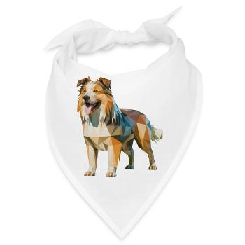 Australian Shepherd - Cooles Low Poly Logo - Bandana - Weiß - Vorne