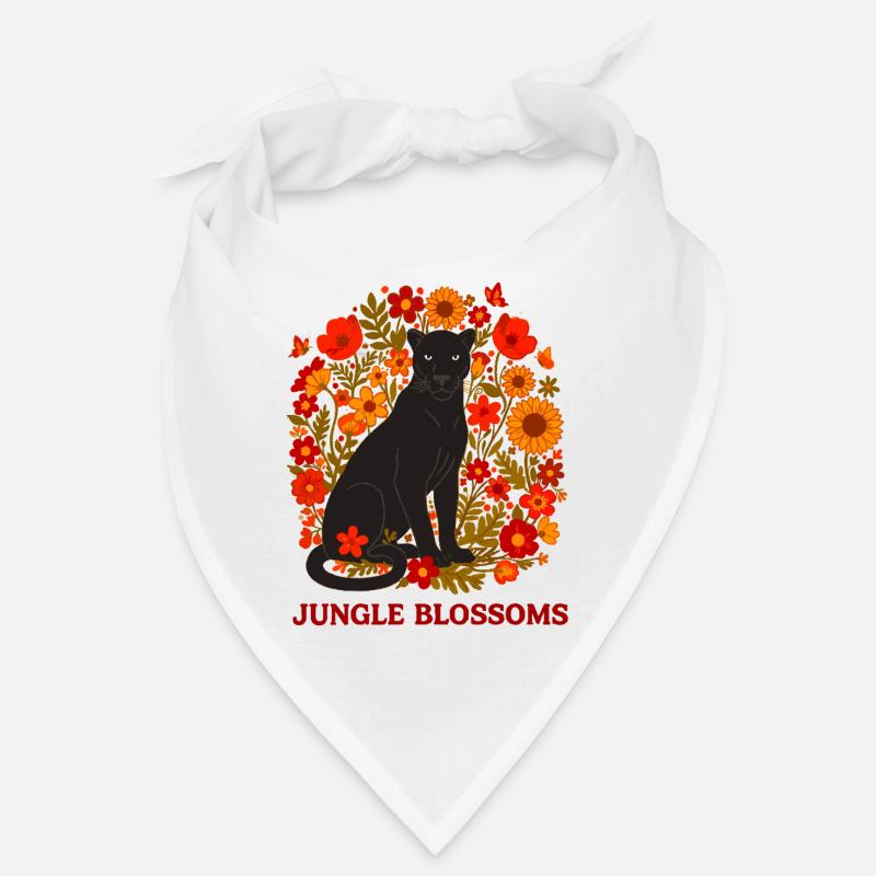 Panthère Noire et Jungle Fleurs botanique Bandana