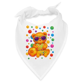 Lebendige Teddy-Gamer-Party-Kunst - Bandana - Weiß - Vorne