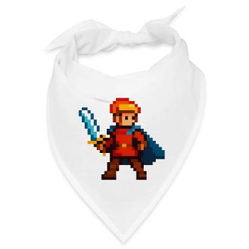 Pixelritter mit Schwert und Cape - Bandana - Weiß - Vorne