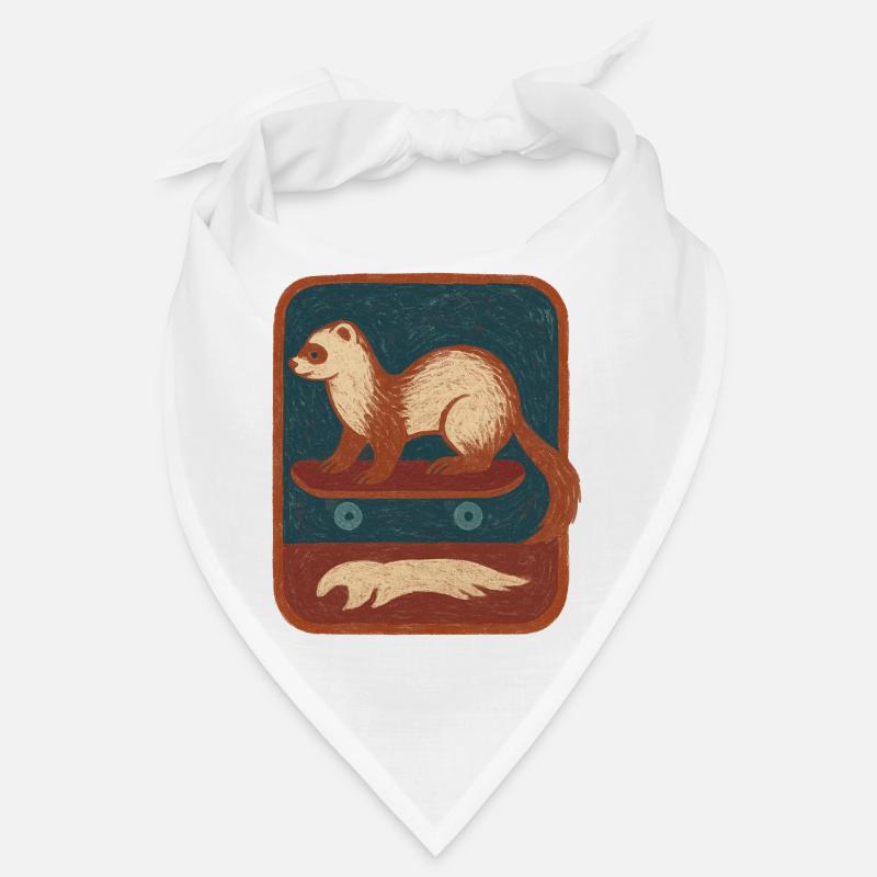 Frettchen auf Skateboard Retro Bandana