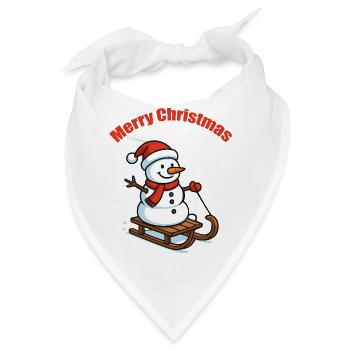 Schneemann Schlitten Winter - Bandana - Weiß - Vorne