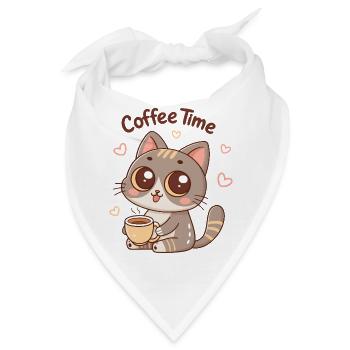 Kätzchen-Kaffeezeit - Bandana - Weiß - Vorne