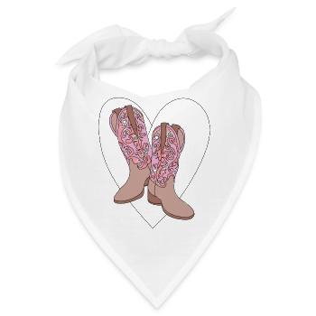 Westernstiefel und Herz, bohemische Poesie - Bandana - Weiß - Vorne