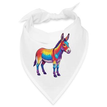 Bunte Eselregenbogen-Pop-Art-Aquarell - Bandana - Weiß - Vorne