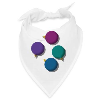 4 bunte Weihnachtskugeln  - Bandana - Weiß - Vorne