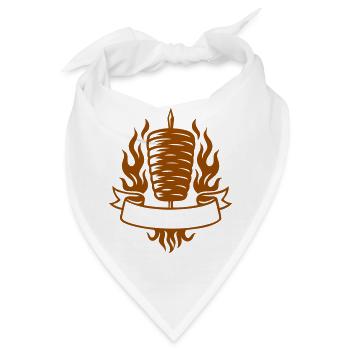 Fast Food Döner Kebab Spieß mit Flammen - Bandana - Weiß - Vorne