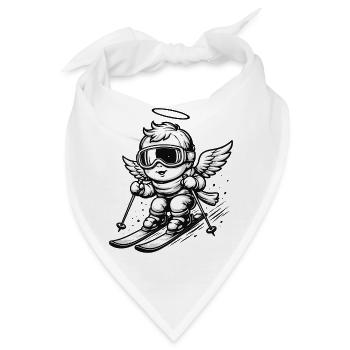 Cooler Engel auf Skiern mit Schutzbrille  - Bandana - Weiß - Vorne