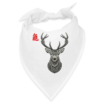 Hirsch Asiatisch - Bandana - Weiß - Vorne