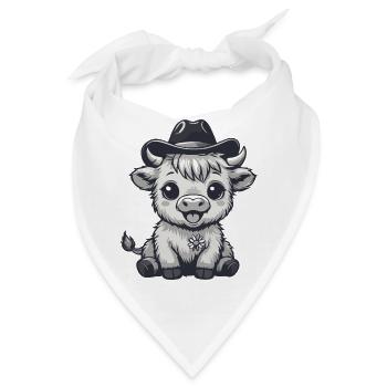 Kuh mit Cowboyhut Cartoon - Bandana - Weiß - Vorne