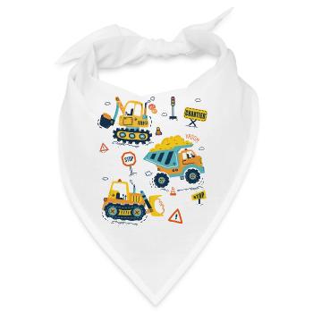Baumaschinen, niedlicher Baggerfahrer - Bandana - Weiß - Vorne