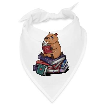 Bücherwurm Kapybara-Nagetier liest Bücher Kunst - Bandana - Weiß - Vorne