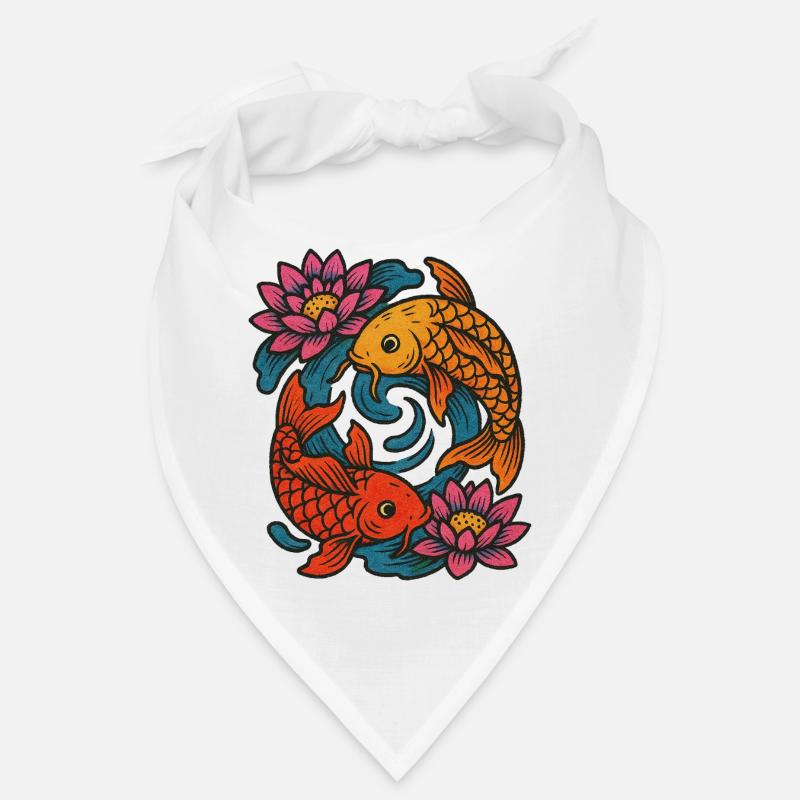 Conception circulaire de la carpe koï et du lotus Bandana