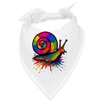 Harlekin-Schnecke – Splatter-Perma-Kunst - Bandana - Weiß - Vorne