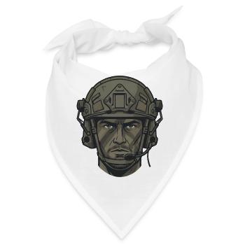 Taktisches Soldaten Portrait mit Combat Helm - Bandana - Weiß - Vorne