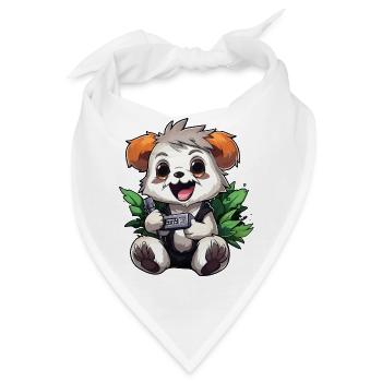 Panda Gamer mit Controller - Bandana - Weiß - Vorne