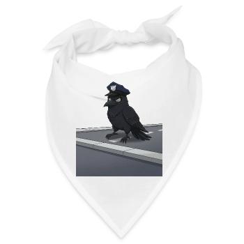Rabe als Polizeibeamter auf Straße - Bandana - Weiß - Vorne