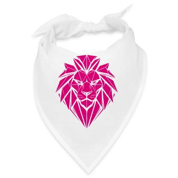 Geometrischer Löwe in Magenta - Bandana - Weiß - Vorne