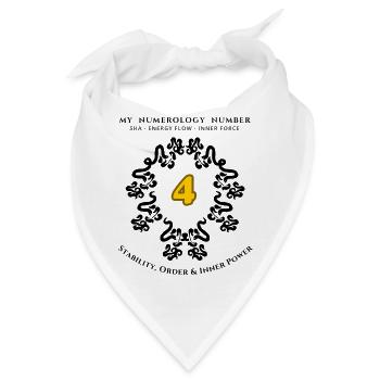 Nummer 4 Symbol für Stabilität, Ordnung und Stärke - Bandana - Weiß - Vorne