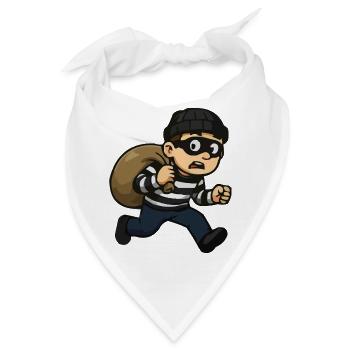 Cartoon-Dieb mit Maske und Beutel - Bandana - Weiß - Vorne