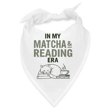 Matcha, Buch & Katze Therapie | Geschenk für Leser - Bandana - Weiß - Vorne
