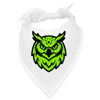 Gruene Eule Maskottchen Logo - Bandana - Weiß - Vorne