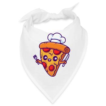 Pizza Slice Chef Maskottchen - Bandana - Weiß - Vorne