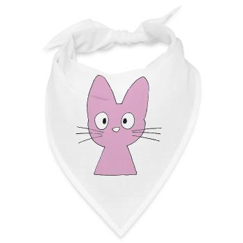 Pastellpink Katzenkopf Cartoon - Bandana - Weiß - Vorne