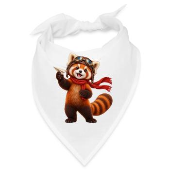 Pilot Red Panda mit Papierflugzeug - Bandana - Weiß - Vorne
