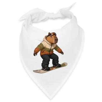 Capybara beim Snowboarding - Bandana - Weiß - Vorne