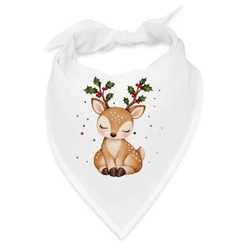 Niedliches Rentier mit Stechpalme  - Bandana - Weiß - Vorne