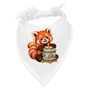 Roter Panda mit Zuckerpflaumen-Spieluhr - Bandana - Weiß - Vorne