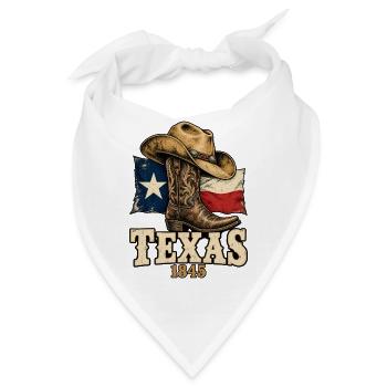 Texas 1845 - Cowboy Boot Flagge - Bandana - Weiß - Vorne