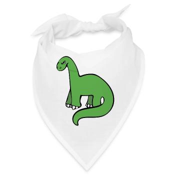 Smaragdgrüner Dino auf Schwarz - Bandana - Weiß - Vorne