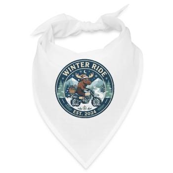 Winterfahrt: Elch auf Motorrad - Bandana - Weiß - Vorne