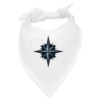 Nordstern Stern in Petrol Schwarz und Weiß - Bandana - Weiß - Vorne