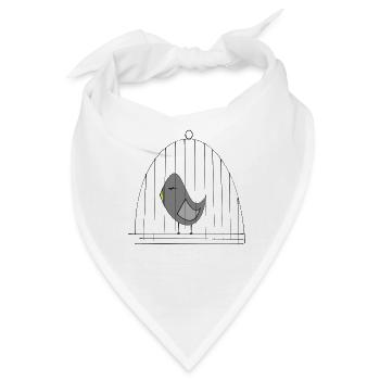 Vogel im Kaefig - Bandana - Weiß - Vorne