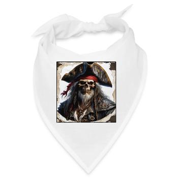 Pirat / Ahoi / Anker / Kapitän / Totenkopf / Rum - Bandana - Weiß - Vorne